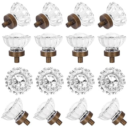 16 Pack Antique Brass Cabinet knobs, Round Glass Cabinet Knobs and Pulls - color: Aged Bronze, size: 16 Pack (36mm)