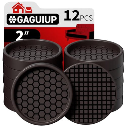 Non Slip Furniture Pads - 2" Anti Skid Caster Cups, 12PCS Round Furniture Coasters for Hardwood Floors, Anti Slide Furniture Cup Bed Couch Floor Protectors,Furniture Stoppers to Prevent Sliding(Brown) - size: 2" 12pcs Brown