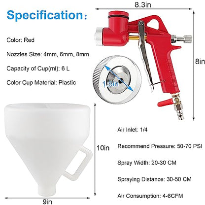 Texture Drywall Sprayer,Air Hopper Spray Guns Paint with 1.5 Gallon Hopper Includes 3 Nozzles(4.0mm/6.0mm/8.0mm) Air Texture Gun for Walls,Ceiling,Stucco Mud,Knockdow,Spray Gun