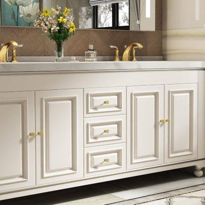 Haliwu 20 Pack Brushed Gold Cabinet Knobs Kitchen Drawer Knobs, Solid Pulls - color: Brushed Gold & Square