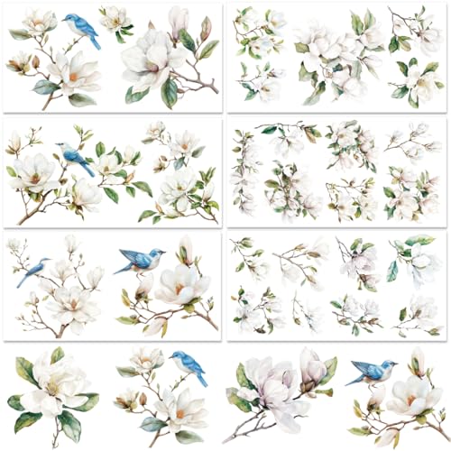 6 Sheets Magnolia Rub on Transfers for Furniture and Crafts 6x12 - style: Magnolia