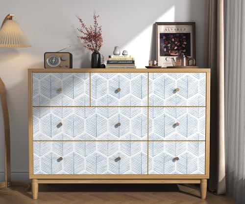 OSECAGE Geometric Peel and Stick Wallpaper Blue Contact Paper 17.3''×197'' - color: Blue, size: 17.3" x 197"