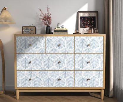 OSECAGE Geometric Peel and Stick Wallpaper Blue Contact Paper 17.3''×393'' - color: Blue, size: 17.3" x 393"