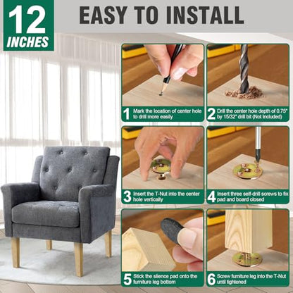 FoDau770 Square Furniture Legs 12 Inch, Ash Wood Legs with 5/16"-18 Bolts - size: 12 Inch