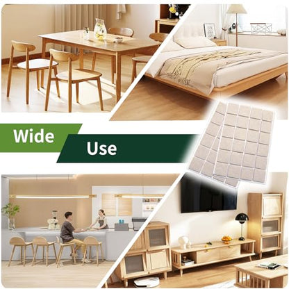 Felt Furniture Pads for Hardwood Floors 48 PCS 1" Square, Beige - size: 48PCS 1 inch Square Beige