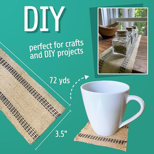 72 yds Black Stripe Jute Webbing for Upholstery and Crafts 3.5 Inches - color: Black Stripe, size: 72 yards