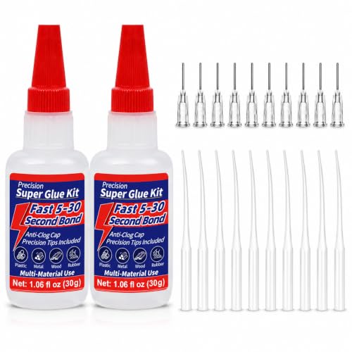 2 Pack Super Glue Kit, 2 x 1.06 fl oz Thin Liquid CA Glue, Anti-Clog Caps - size: 2 Pack