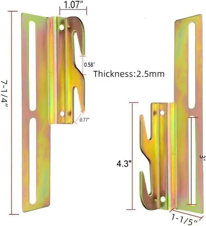2Pcs 711 Bolt to Hook on Bed Frame Conversion Brackets with Hardware Hook