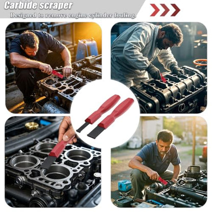 2PC Carbide Scraper, 1-1/4-Inch and 5/8-Inch Super Carbide Gasket Scraper with Storage Case for Metal and Automotive Cleaning (Red)