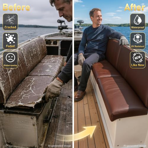 Marine Vinyl Faux Leather: 3 Yard Roll Coffee Brown Upholstery Fabric 0.6mm Premium Faux Leather - UV, Waterproof & Scratch-Resistant for Boat Seat Car Sofa Repair - color: Coffee, size: 3Yard（54"x108"）