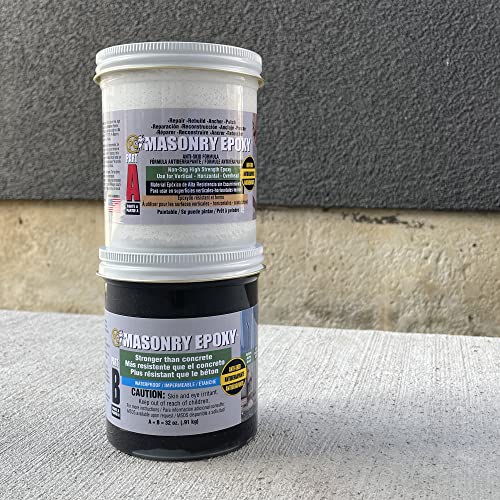 PC Products PC-Masonry Epoxy Adhesive Paste, Two-Part Repair, 32 oz in Two Jars, Gray 73209 (Pack of 1) - size: 32 oz