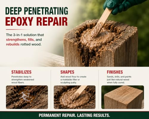 Re-Rot Wood Repair Kit, 48 oz Epoxy with Wood Filler & Tools - size: 48 Ounce