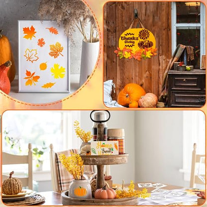Augshy 56Pack Fall Stencils for Painting on Wood Crafts Thanksgiving Decor - style: Fall