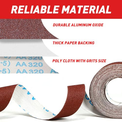 Emery Cloth Roll 120 Grit 1" x 98' for Metal & Wood - size: 120 Grit