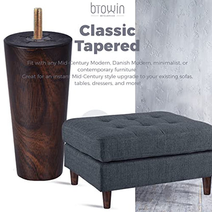 5 inch Solid Wood Tapered Furniture Legs Set of 4 with 5/16" Bolts - color: Wenge, size: 5" (12cm)