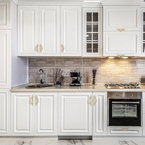 HOME EDIT Polished Brass Cabinet Pulls Curved, 5 Inch/128 mm, 10 Pack - color: Gold, size: 5 Inch Hole Center