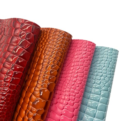 8pcs Glossy Alligator Faux Leather Fabric,8"x12"(20cmx30cm) Bright Embossed Crocodile Textured Bump Synthetic Leather Fabric for Earrings Hair Bows Making and DIY Projects