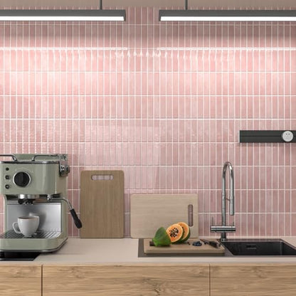 Peel and Stick Backsplash Tile for Kitchen, 10 Sheets, 11.42''x9'' - color: Pink