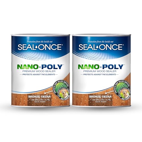 SEAL-ONCE Nano+Poly Wood Sealer and Waterproofer, Bronze Cedar, 2 Gallon - color: Bronze Cedar, size: 2 Gallon