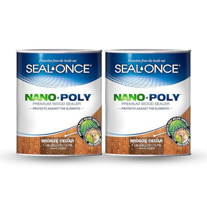 SEAL-ONCE Nano+Poly Wood Sealer and Waterproofer, Bronze Cedar, 2 Gallon - color: Bronze Cedar, size: 2 Gallon
