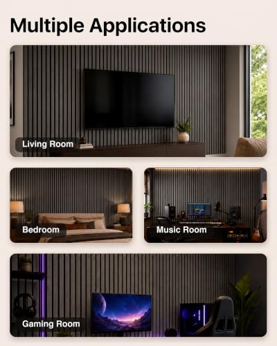 Acoustic Wood Slat Panels Soundproof 4 Pack 94.5x7.9" Dark Walnut - color: Dark Walnut, size: 94.5" x 7.9"