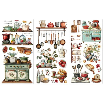 Peacoblue Dinnerware Rub On Transfers for Furniture Craft 6"x12" - style: Dinnerware