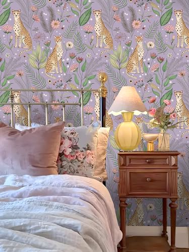 Floralplus Wallpaper Peel and Stick Removable Tropical Animal Wallpaper - color: Purple, size: 17.5" x 118"