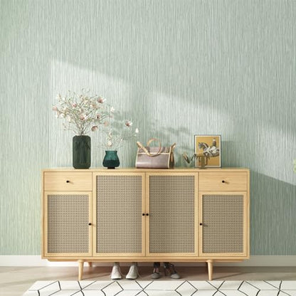 Haimin Grasscloth Wallpaper Textured 24in X 393in Fabric Contact Paper Textured Linen Peel and Stick Self-Adhesive Thick Vinyl Embossed Wallpaper - color: Light Green