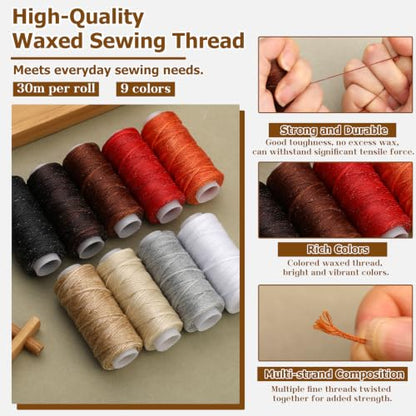 74 PCS Leather Sewing Kit Heavy Duty Sewing Kit Upholstery Repair Kit - color: 9 Colors