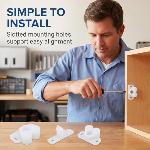 3Pcs White Marine Boat Ball Catch Door Cupboard Spring Back Plates Roller Latch Plastic Catches Cabinet Hardware, Cabinet and Furniture Door Catches