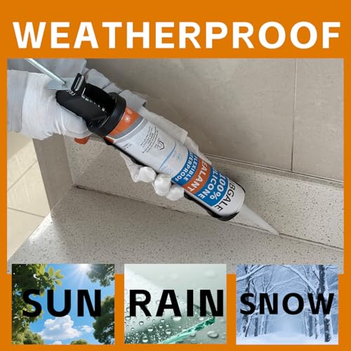 3 Pack Silver 100% Silicone Sealant, Universal Caulking Waterproof RTV Sealant, Stronger Adhesion, Shrink Crack Proof Caulking for Aquarium, Stainless Steel, Aluminum, Basements, 30.3 Oz - color: Silver, size: 3 Pack