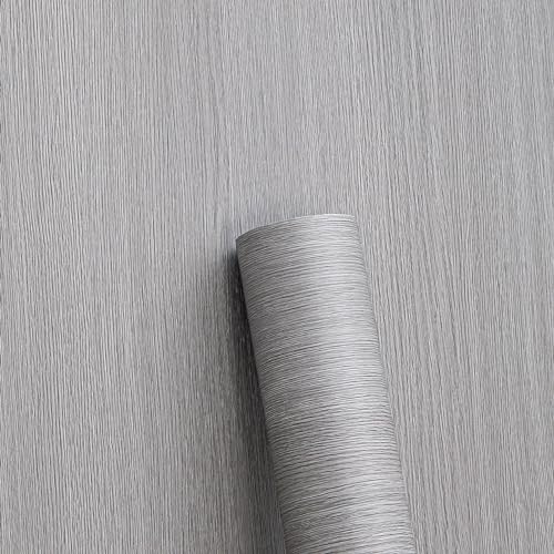 Haimin Wallpaper 24" x 393" Wood Contact Paper Peel and Stick Vinyl Roll - color: Grey (04)