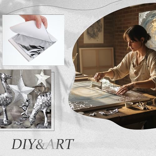 Silver Leaf Foil, Silver Leaf Sheets, 200 PCS Silver-Foil Paper