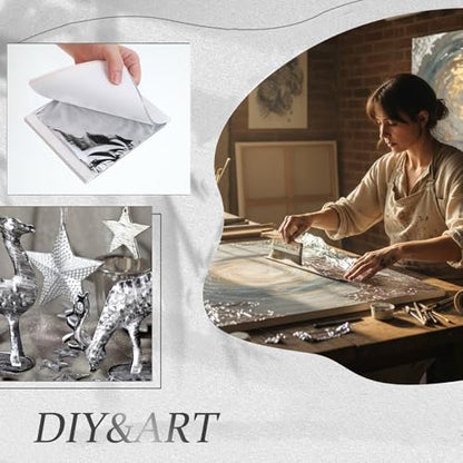 Silver Leaf Foil, Silver Leaf Sheets, 200 PCS Silver-Foil Paper