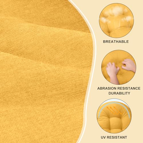 Rocking Chair Cushion, High Back, 44 x 19 x 4 Inch, Colza Yellow - color: Colza Yellow
