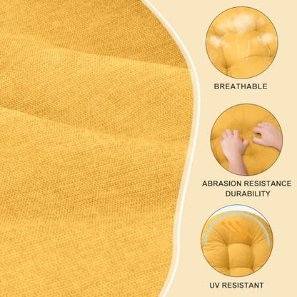 Rocking Chair Cushion, High Back, 44 x 19 x 4 Inch, Colza Yellow - color: Colza Yellow