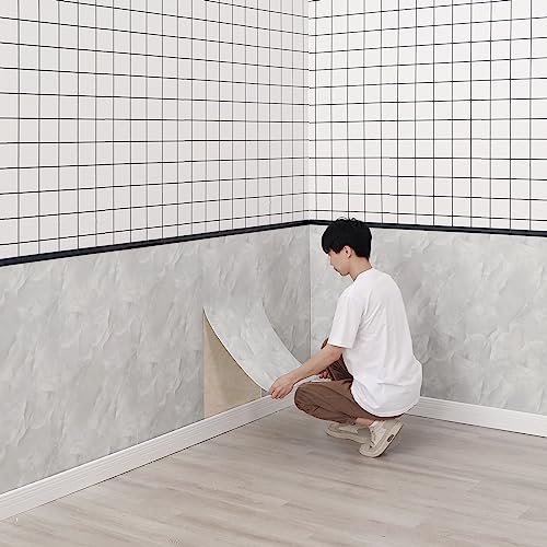 Haimin 3D Wall Panels Peel and Stick Marble Tile Look 10 Pack Waterproof - color: Light Gray-MNH
