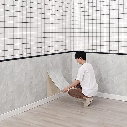 Haimin 3D Wall Panels Peel and Stick Marble Tile Look 10 Pack Waterproof - color: Light Gray-MNH