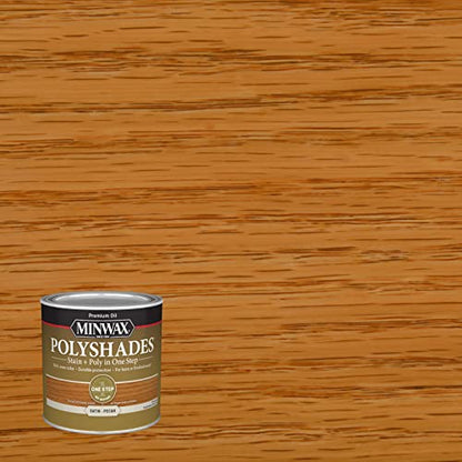 Minwax PolyShades Wood Stain + Polyurethane Finish – ½ Pint, Pecan, Satin - color: Pecan, size: 0.25 Quart, style: Satin