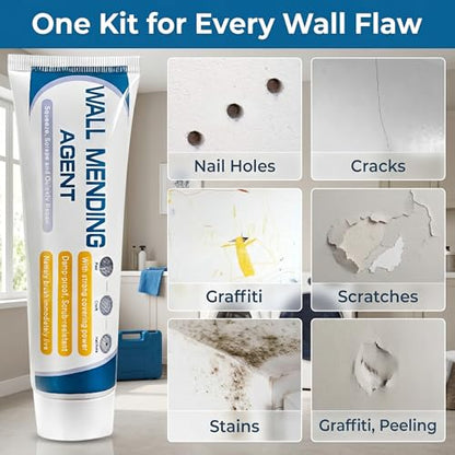 Drywall Patch Repair Kit, 2 Pack Wall Mending Agent - Wall Repair Paste for Nail Holes, Dents, Simple Filling of Wall Holes＆Efficient Crack Repair - color: 2 PCS