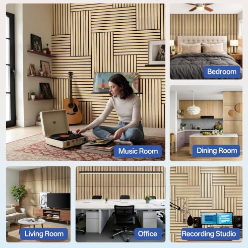PIWA Acoustic Wood Slat Wall Panels, 20 Pack 23.6"x11.8" Oak - color: Oak, size: 24x12" 20pcs