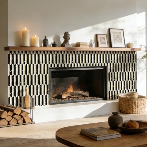 Art3d Arrowhead Design Peel and Stick Backsplash, 10-Pack, Black & White - color: Black & White Marble With Metal Gold