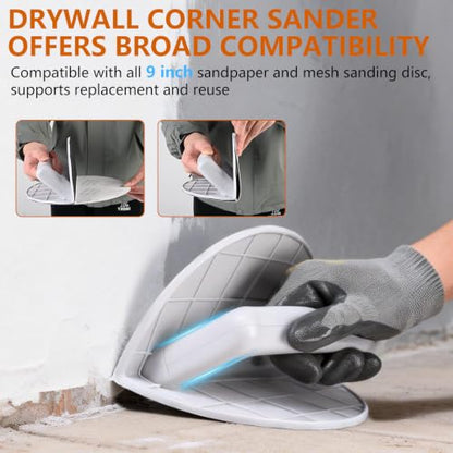 Drywall Corner Sander, Hook and Loop Sanding Tool with 12Pcs Sanding Discs - style: 12Pcs MixGrit