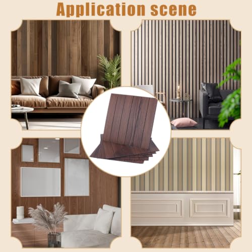 12Pcs Peel and Stick PVC Slat Wall Panels 11.81×11.81×0.08 inch Coffee Self-Adhesive PVC Wood Grain Wallpaper Panel 3D Thick Faux Soundproof Backsplash Accent Wall Tile