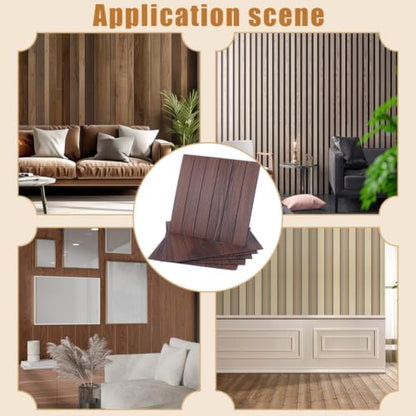 12Pcs Peel and Stick PVC Slat Wall Panels 11.81×11.81×0.08 inch Coffee Self-Adhesive PVC Wood Grain Wallpaper Panel 3D Thick Faux Soundproof Backsplash Accent Wall Tile