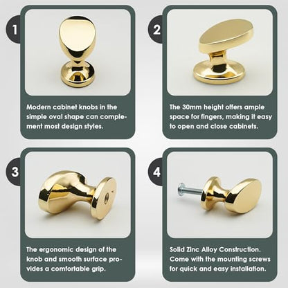 4 Pack Cabinet Knobs Polished Gold Solid Zinc Alloy Polished Brass Pulls for Dresser Drawers Shiny Gold Kitchen Cupboard Bathroom Furniture Hardware - color: 4pack - Polished Gold, size: Knob