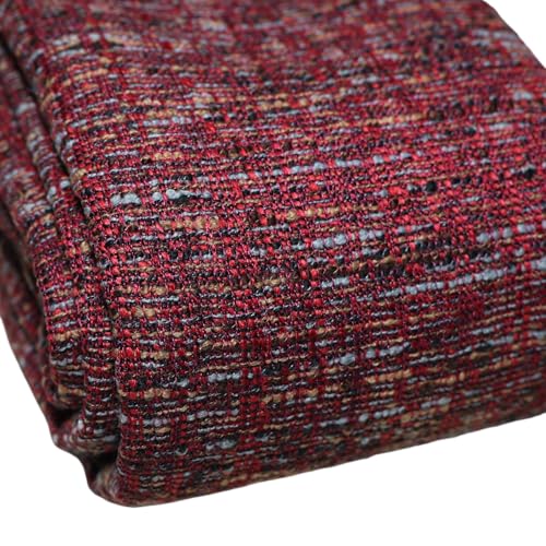 TinaKim Upholstery Fabric, Faux Linen Type Cloth Material, for Chair Sofa Couth Reupholster (Dark red, 10 Yard) - color: Dark Red 10, size: 10 yard pre cut