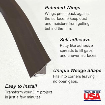 InstaTrim Flexible, Self-Adhesive Caulk Strip Sealant, 3/4" x 10', Bronze - color: Bronze, size: 3/4 in x 10 ft