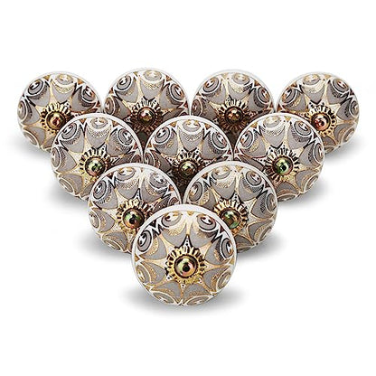 Grey Boho Ceramic Cabinet Knobs (Pack of 10) - color: Gray, style: Art Deco