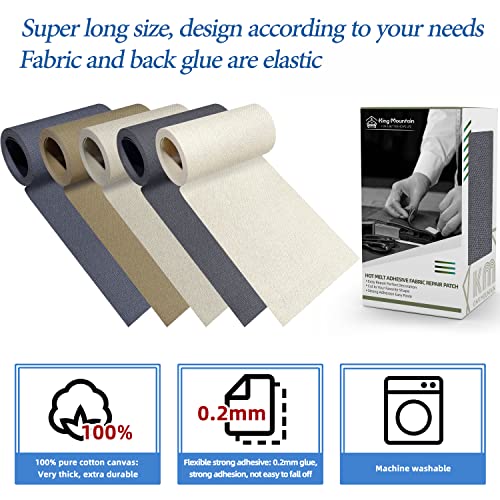 KING MOUNTAIN Canvas Iron on Patch,3"×60",Waterproof 100% Cotton Fabric Repair Patch,Used for Various Sofa,Tent,Clothes,Seats,Suitcases (Medium Gray) - color: Medium Gray Canvas, size: 3"x60"